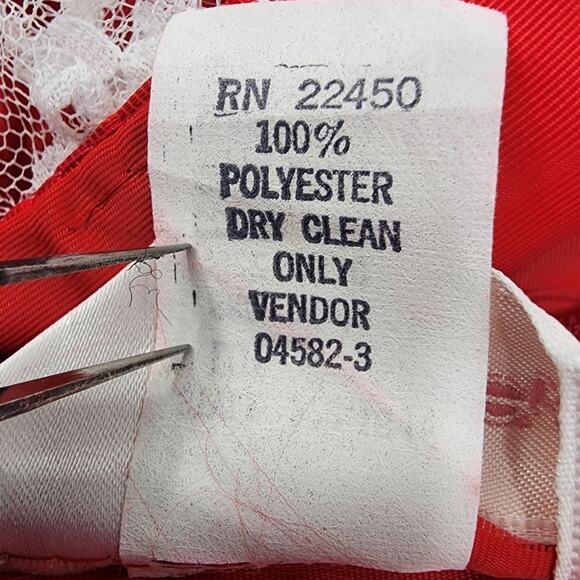 Vintage JCPenney Prom Dress Womens XS Red White Satin Lace Southern Belle Gown - Picture 8 of 11